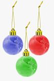Three Christmas colorful globe ornaments