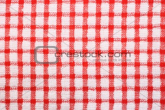 Red and white checked pattern cloth