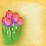 abstract grunge floral background with tulips