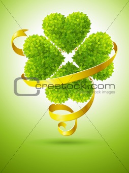 lucky clover and ribbon for saint Patrick's day