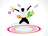 abstract colorful circle wave with jumping boy