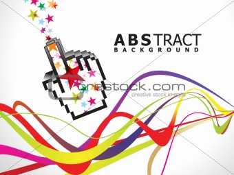 abstract colorful rainbow line wave with hand
