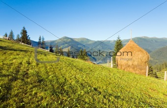 Summer mountain village outskirts