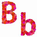 Flower alphabet of red roses, characters B-b