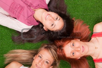 Young Girls Lying on the Ground