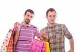Young Homosexual Couple with Shopping Bags