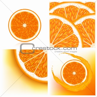 Set of backgrounds with oranges