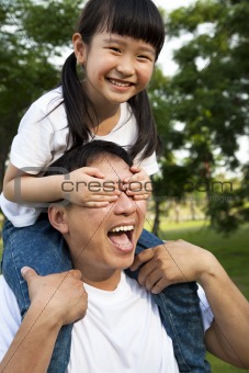 Happy little girl and her father