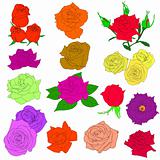 Set of  in hand drawn style roses. Vector EPS 10 illustration.
