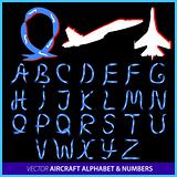 Aerobatics in an airplane alphabet letters and numbers  
