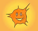 Happy orange sun on a simple background