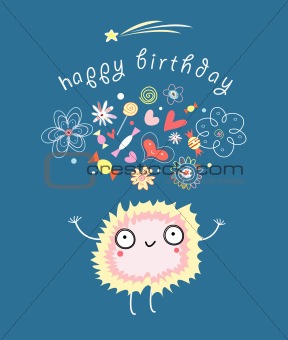 funny card with a monster birthday