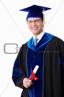 A student with a diploma