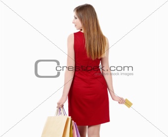 Woman with bags and credit card