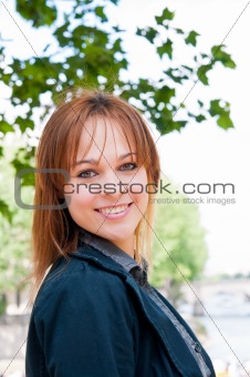 Outdoor portrait young woman in the garden