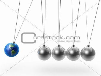 newton's cradle and earth