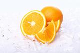 Fresh oranges and ice