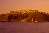 Santorini view from sea with ship 