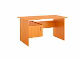 Wooden computer table isolated on white, with clipping path