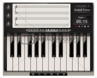 Vector piano template with icons