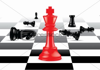 Red King stand out against black chess pieces