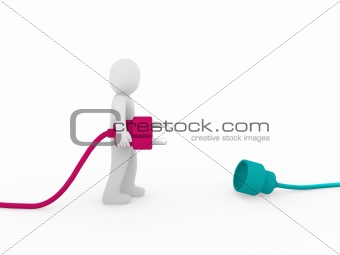 3d human man plug pink green