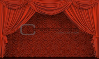 Red curtain on the stage