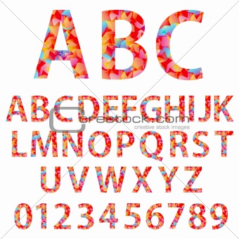 Alphabet design in a colorful style.