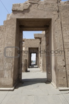 Hieroglyphic carvings on an Egyptian temple wall