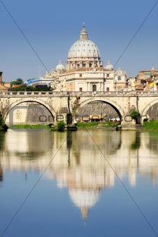 Vatican City from Ponte Umberto I in Rome, Italy