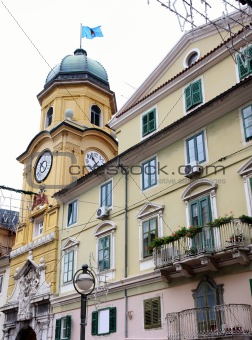 The Baroque city clock tower in Rijeka