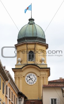 The Baroque city clock tower in Rijeka, Croatia 