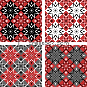 Seamless patterns set with checkered design.