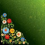 abstract floral ornament with flowers on grunge background