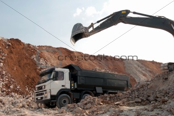 loading a large lorry building material