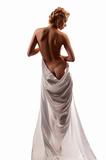  naked woman in a white robe