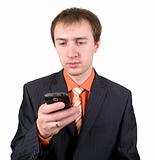 The young man with a mobile phone