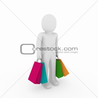 3d man sale bag shopping 