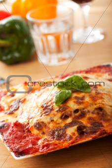closeup of a lasagna pasta dish