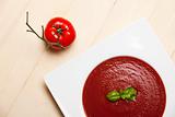 closeup of fresh tomato soup
