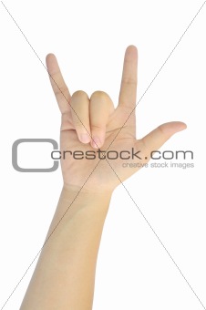 love hand sign of woman isolated on white background