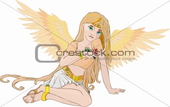 Illustration of angel with a rose