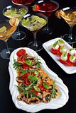 Appetizers with drinks for guests