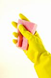 Rubber glove with a sponge