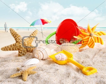 Children's beach toys at the beach