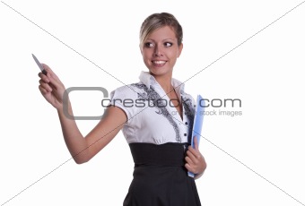 Businesswoman holding documents