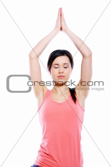 Young and beautiful girl doing yoga exercises