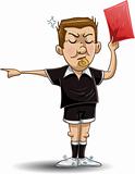 Soccer Referee Holds Red Card