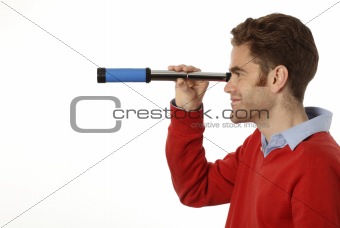 man with telescope