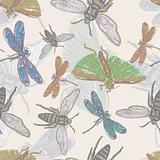 vector seamless background with insects